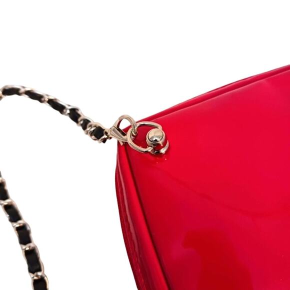 DIOR Crossbody Purse 6.5" Square RED GLOSSY converted Cosmetic bag w GOL… - Picture 12 of 16